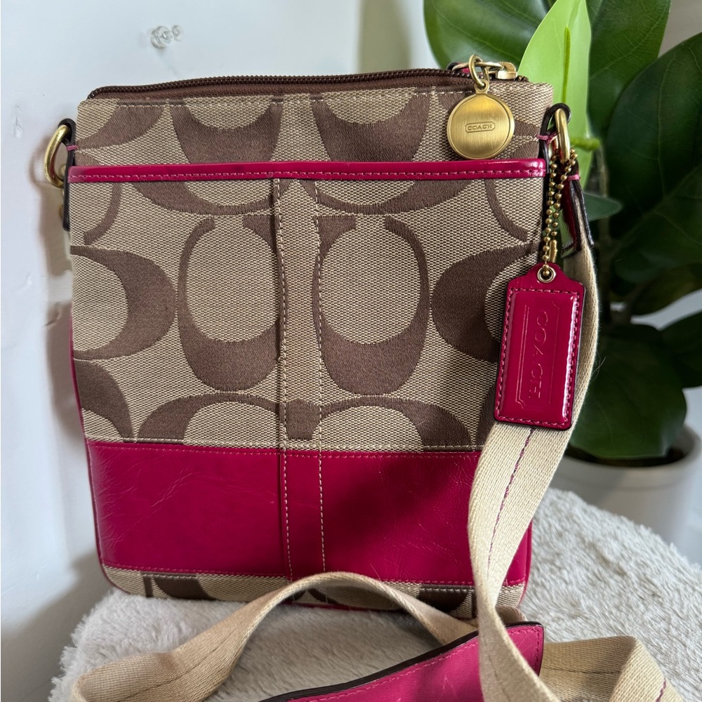 Coach Brown and Pink Crossbody Bag